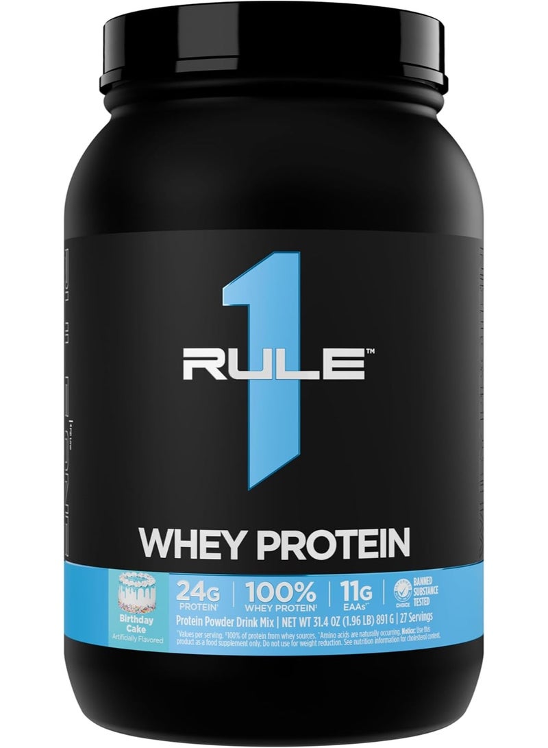 Rule1 Rule 1 Whey Protein – 24g Fast-Acting Protein from All-Whey Sources with Naturally Occurring EAAs & BCAAs for Workout Recovery or Anytime Use, Birthday Cake) - Image 1